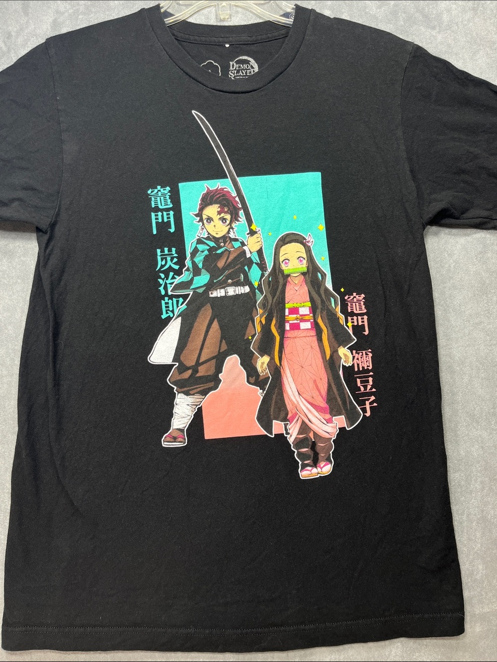 Demon Slayer Tanjiro Nezuko Anime Graphic T-Shirt Black Medium